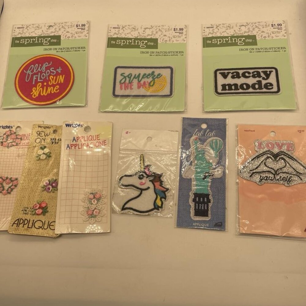 New 9 Packs of Applique Iron On Patches
